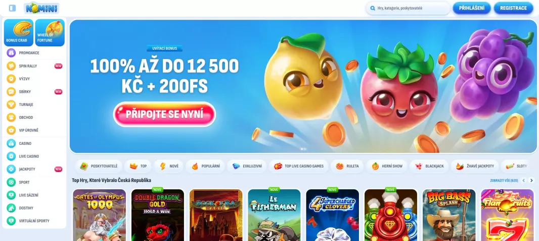 Nomini Casino 100% bonus 200 FS